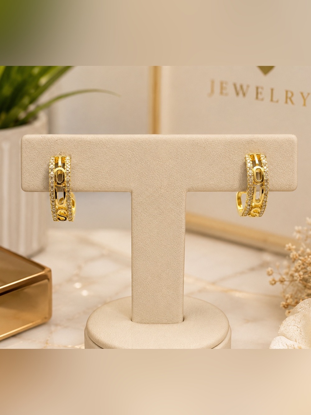 Gold and Silver Hoop Earrings vermeil sterling silver 925